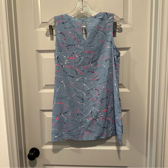 Chris & Carol Blue Paint Splatter Scoop Neck Sleeveless Tank size Small - Picture 6 of 10